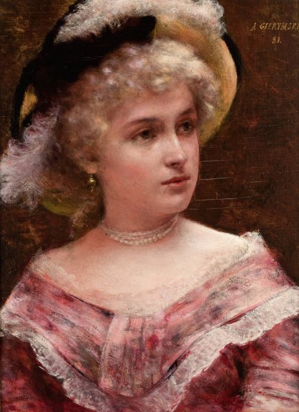 Rococo Lady  by Aleksander Gierymski - Hand-Painted Oil Painting Reproduction