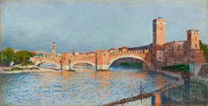 Scaliger Bridge in Verona by Aleksander Gierymski Oil Painting
