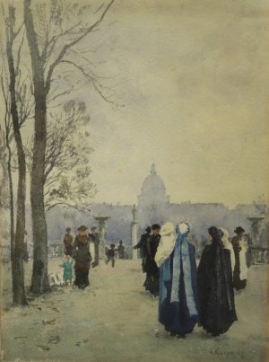 Stroll in the park by Aleksander Gierymski Oil Painting