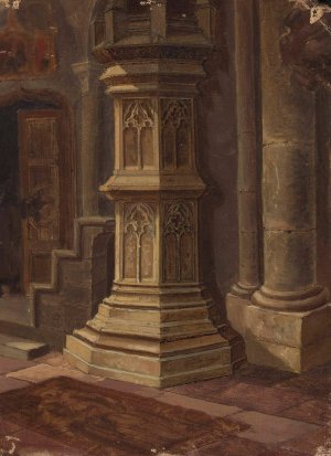 Gothic pillar indoors by Aleksander Gryglewski Oil Painting