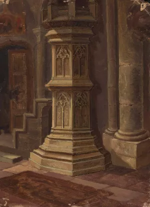 Gothic pillar indoors by Aleksander Gryglewski Oil Painting