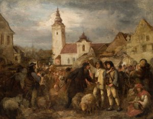 Fair in Nowy Targ by Aleksander Kotsis Oil Painting