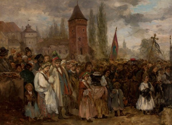 Funeral and Wedding  by Aleksander Kotsis - Hand-Painted Oil Painting Reproduction