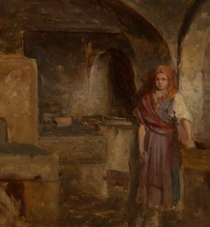 Girl in the Kitchen by Aleksander Kotsis Oil Painting