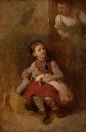 Girl with a Doll Oil painting by Aleksander Kotsis