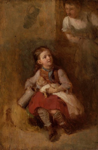 Main Product Photo of Girl with a Doll  Painting by Aleksander Kotsis