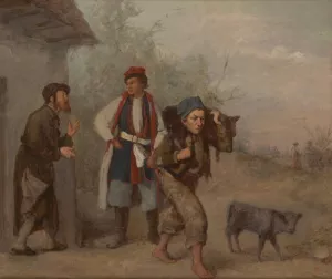 Haggling over a Calf Oil painting by Aleksander Kotsis