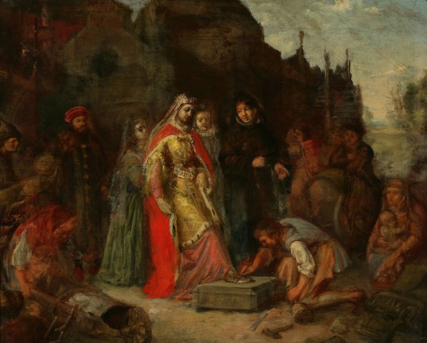 Little foot of Queen Jadwiga  by Aleksander Kotsis - Hand-Painted Oil Painting Reproduction