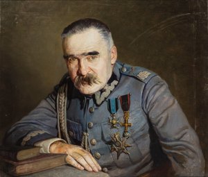 Portrait of Jozef Pilsudski by Aleksander Krawczyk Oil Painting