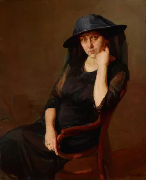 Portrait of Mrs K., Artist's Wife by Aleksander Krawczyk Oil Painting