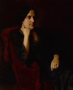 Portrait of Wife by Aleksander Krawczyk Oil Painting