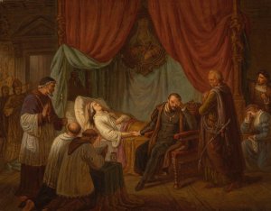 Death of Barbara Radziwill by Aleksander Lesser Oil Painting
