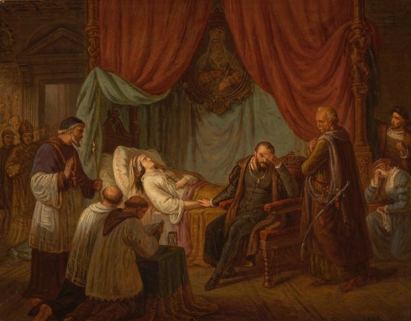 Death of Barbara Radziwill  by Aleksander Lesser - Hand-Painted Oil Painting Reproduction