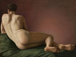 Nude of the back of a reclining man by Aleksander Lesser Oil Painting