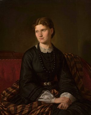 Portrait of Julia nee Bergson, artist's wife by Aleksander Lesser Oil Painting