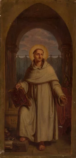 Sketch for 'Wincenty Kadlubek' by Aleksander Lesser Oil Painting