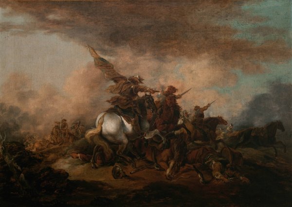 Battle Scene  by Aleksander Orlowski - Hand-Painted Oil Painting Reproduction