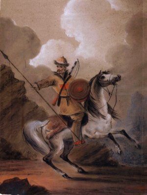 Circassian on a horse by Aleksander Orlowski Oil Painting