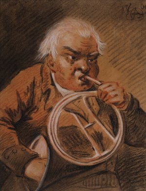Musician playing the French horn by Aleksander Orlowski Oil Painting
