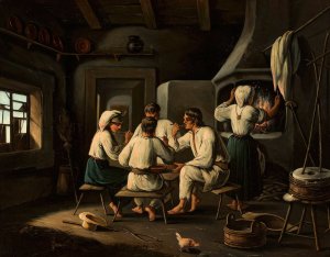 In the Servants' Chamber by Aleksander Raczynski Oil Painting