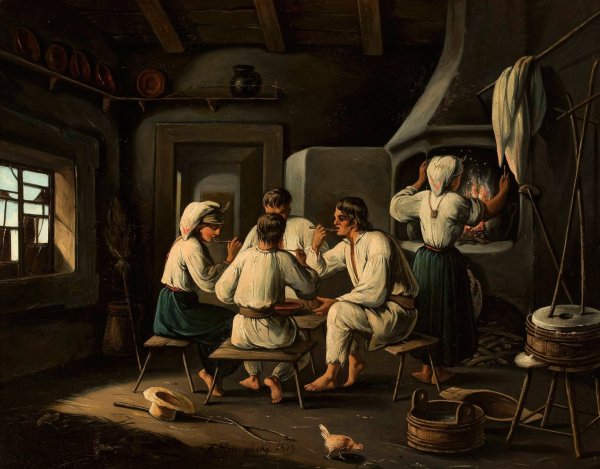 In the Servants' Chamber  by Aleksander Raczynski - Hand-Painted Oil Painting Reproduction