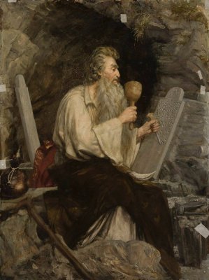 Moses with Ten Commandments by Aleksander Sochaczewski Oil Painting