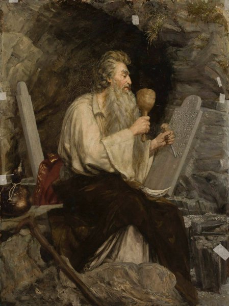Moses with Ten Commandments  by Aleksander Sochaczewski - Hand-Painted Oil Painting Reproduction