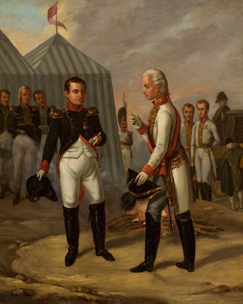 Napoleon and Francis II after the Battle of Austerlitz  by Aleksander Stankiewicz - Hand-Painted Oil Painting Reproduction