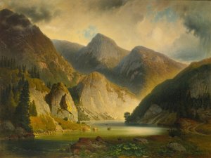 An Alpine Lake by Aleksander Swieszewski Oil Painting