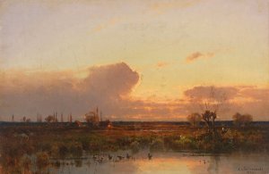 Dachauer Landschaft im Abendrot by Aleksander Swieszewski Oil Painting