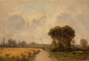 Landscape with a road by Aleksander Swieszewski Oil Painting
