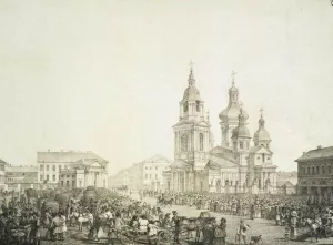 Sennaya Square by Aleksandr Pavlovich Bryullov Oil Painting