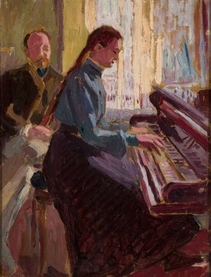At the piano by Aleksy Nowakowski Oil Painting