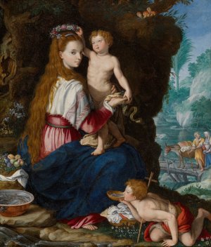 Madonna with the Infant Saint John the Baptist by Alessandro Allori Oil Painting