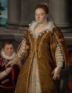 Portrait of Grand Duchess Bianca Capello de Medici with Her Son by Alessandro Allori Oil Painting
