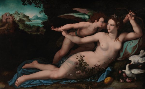 Main Product Photo of Venus Disarming Cupid  Painting by Alessandro Allori