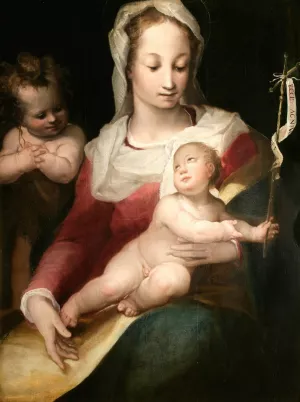 Madonna with Child and Young Saint John Oil painting by Alessandro Casolani