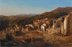 A View of San Sebastiano in Abruzzo by Alessandro La Volpe Oil Painting