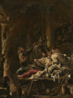 Cardplayers By a Fire by Alessandro Magnasco Oil Painting