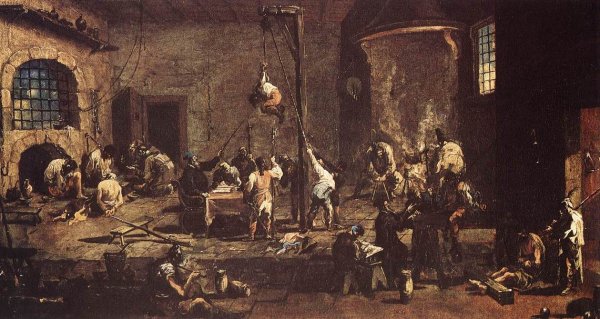 Interrogations in Jail by Alessandro Magnasco - Hand-Painted Oil Painting Reproduction