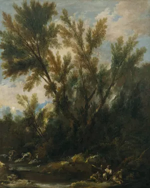 Landscape with Figures by Alessandro Magnasco Oil Painting