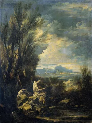 Landscape with Saint Bruno by Alessandro Magnasco Oil Painting