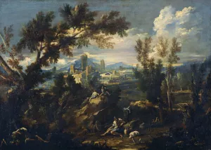 Landscape with Shepherds by Alessandro Magnasco Oil Painting