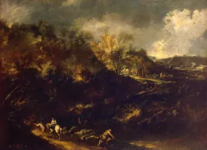 Mountainous Landscape Oil painting by Alessandro Magnasco