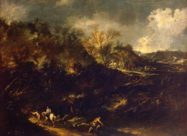 Main Product Photo of Mountainous Landscape Painting by Alessandro Magnasco