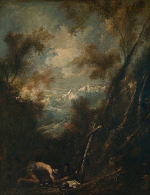 Saint Jerome in a Landscape by Alessandro Magnasco Oil Painting