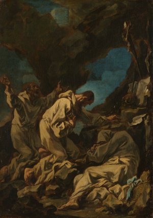 Three Camaldolese Monks in Ecstatic Prayer by Alessandro Magnasco Oil Painting