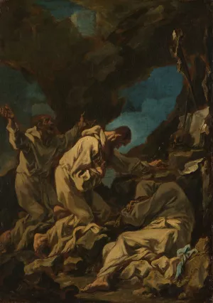 Three Camaldolese Monks in Ecstatic Prayer by Alessandro Magnasco Oil Painting