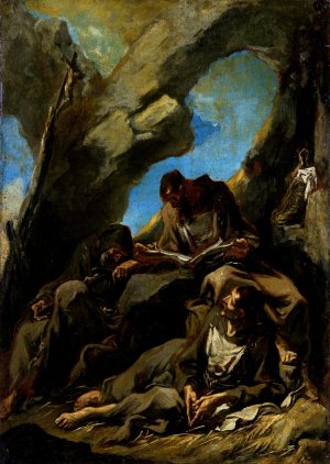 Three Camaldolese Monks in Meditative Prayer by Alessandro Magnasco Oil Painting