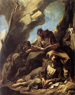 Three Capuchin Friars Meditating in their Hermitage by Alessandro Magnasco Oil Painting